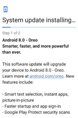 Actualizarea sistemului Android 8.0 Oreo se instalează pe Google Pixel XL