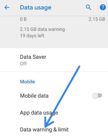 Cum se setează limita de date pe Android 9 Pie