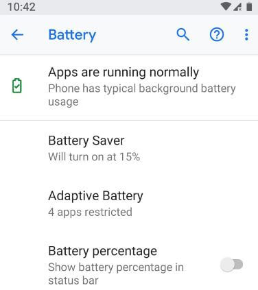 Cum se afișează procentajul bateriei în bara de stare pe Android 9 Pie