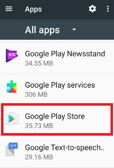 Magazin Google Play sub aplicații din telefon