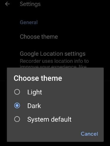 Schimbați tema Google recorder pe dispozitivele Pixel