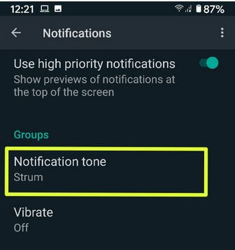 Resetați setările notificărilor pe WhatsApp Android