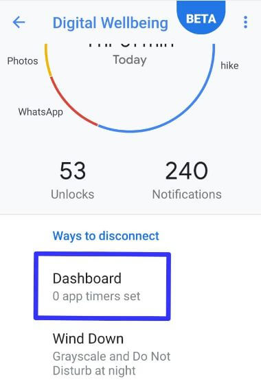 Aplicație tablou de bord pentru Android Pie 9.0