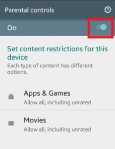 configurare control parental Android